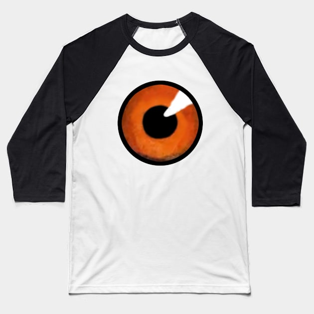 Orange iris of big eye, with black pupil staring. Baseball T-Shirt by Luggnagg